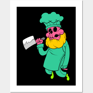 skull chef cartoon Posters and Art